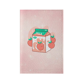 Обложка для паспорта матовая кожа с принтом Персиковое молоко в коробке в Санкт-Петербурге, натуральная матовая кожа | размер 19,3 х 13,7 см; прозрачные пластиковые крепления | еда | коробка | молоко | молочко | персик | персиковое молоко