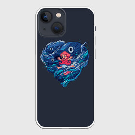 Чехол для iPhone 13 mini с принтом Ocean heart. Totoro в Санкт-Петербурге,  |  | catbus | fish | heart | kanta | kusakabe | mei | ocean | ogaki | satsuki | surf | susuvatari | tatsuo | totoro | water | waves | yasuko | вода | волны | канта | котобус | кусакабэ | море | мэй | огаки | океан | прибой | рыба | сацуки | сердце | сусуватари