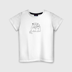 Детская футболка хлопок с принтом I meow you в Санкт-Петербурге, 100% хлопок | круглый вырез горловины, полуприлегающий силуэт, длина до линии бедер | love | животные | кот | кошка | любовь | отношения | сердце
