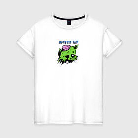 Женская футболка хлопок с принтом Monster Cat в Санкт-Петербурге, 100% хлопок | прямой крой, круглый вырез горловины, длина до линии бедер, слегка спущенное плечо | monster | zombie | животные | звери | зомби | кот | кошка | монстр | страшный
