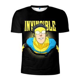 Мужская футболка 3D спортивная с принтом Invincible в Санкт-Петербурге, 100% полиэстер с улучшенными характеристиками | приталенный силуэт, круглая горловина, широкие плечи, сужается к линии бедра | invincible | комикс | марк грейсон | мультсериал | неуязвимый | супергерой