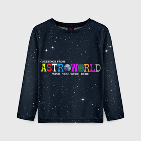 Детский лонгслив 3D с принтом Astroworld в Санкт-Петербурге, 100% полиэстер | длинные рукава, круглый вырез горловины, полуприлегающий силуэт
 | astroworld | music | travis scott | музыка | трэвис скотт