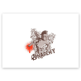 Поздравительная открытка с принтом АНГЕЛ АНАРХИИ в Санкт-Петербурге, 100% бумага | плотность бумаги 280 г/м2, матовая, на обратной стороне линовка и место для марки
 | anarchy | angel | art | blood | punk | анархия | ангел | ирокез | кровь | крылья | культура | мальчик | панк | символ | узор