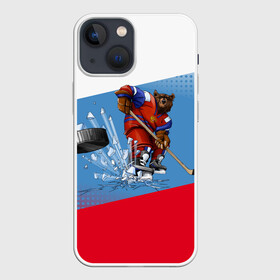 Чехол для iPhone 13 mini с принтом Русский хоккей в Санкт-Петербурге,  |  | art | bear | flag | hockey | puck | russia | sport | stick | symbols | арт | клюшка | медведь | россия | символика | спорт | флаг | хоккей | шайба