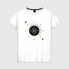 Женская футболка хлопок с принтом карта таро звезда в Санкт-Петербурге, 100% хлопок | прямой крой, круглый вырез горловины, длина до линии бедер, слегка спущенное плечо | астрология | звезда | карма | карта | космос | магия | мистика | оккультный глаз | планеты | расклад мистическое существо | руны | таро