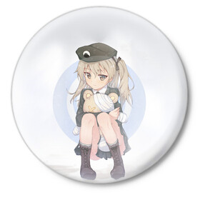 Значок с принтом Girls und Panzer в Санкт-Петербурге,  металл | круглая форма, металлическая застежка в виде булавки | darjeeling | girls und panzer | girls und panzer правда | дарджилинг | девочки и танки | девушки и танки | катюша | нисидзуми михо | правда | танки