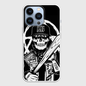 Чехол для iPhone 13 Pro с принтом Череп с битой в Санкт-Петербурге,  |  | caos | бейсболист | беспредел | бита | рокер | рокер с битой | с битой | с шипами | хулиган | хулиганы | череп | череп с битой | черепа | черепки | черепушки