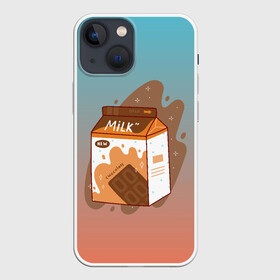 Чехол для iPhone 13 mini с принтом Шоколадное молоко в коробке в Санкт-Петербурге,  |  | еда | коробка | молоко | молочко | персик | персиковое молоко