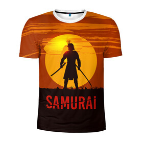 Мужская футболка 3D спортивная с принтом САМУРАЙ в Санкт-Петербурге, 100% полиэстер с улучшенными характеристиками | приталенный силуэт, круглая горловина, широкие плечи, сужается к линии бедра | samurai | бусидо | военные | дайсё | закат | самурай | феодал | япония