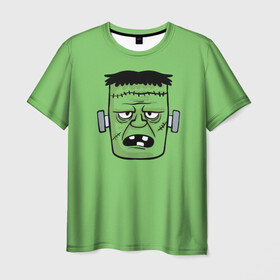 Мужская футболка 3D с принтом Зеленый Франкенштейн в Санкт-Петербурге, 100% полиэфир | прямой крой, круглый вырез горловины, длина до линии бедер | зеленый | монстр | фильмы | франкенштейн | чудовище | шрек