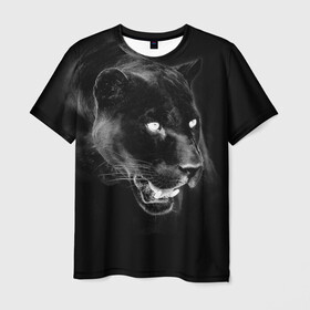 Мужская футболка 3D с принтом Panther в Санкт-Петербурге, 100% полиэфир | прямой крой, круглый вырез горловины, длина до линии бедер | animal | panther | roar | wild | пантера