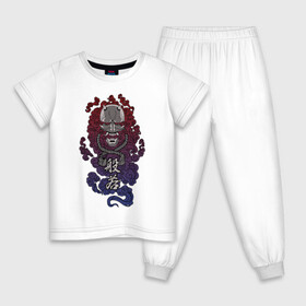 Детская пижама хлопок с принтом Дух Хання в Санкт-Петербурге, 100% хлопок |  брюки и футболка прямого кроя, без карманов, на брюках мягкая резинка на поясе и по низу штанин
 | anbu | japan | japanese style | ninja | samurai | shinobi | анбу | демон | канагава | киберпанк | киото | кицуне | кицунэ | маска самурая | ниндзя | они | осака | самурай | сёгун | синоби | тенгу | тэнгу | хання | ханья | шиноби