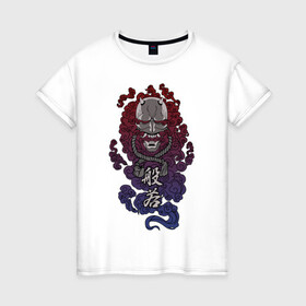 Женская футболка хлопок с принтом Дух Хання в Санкт-Петербурге, 100% хлопок | прямой крой, круглый вырез горловины, длина до линии бедер, слегка спущенное плечо | anbu | japan | japanese style | ninja | samurai | shinobi | анбу | демон | канагава | киберпанк | киото | кицуне | кицунэ | маска самурая | ниндзя | они | осака | самурай | сёгун | синоби | тенгу | тэнгу | хання | ханья | шиноби