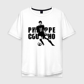 Мужская футболка хлопок Oversize с принтом Philippe Coutinho силуэт с мячом в Санкт-Петербурге, 100% хлопок | свободный крой, круглый ворот, “спинка” длиннее передней части | ac milan | barcelona | champions | fifa | philippe coutinho correia | soccer | uefa | барселона | коутиньё | коутинью | лига чемпионов | сборная бразилии | спорт | уефа | филиппе коутиньо | фифа | фк | футбол | футболист | ф