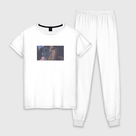 Женская пижама хлопок с принтом Rage в Санкт-Петербурге, 100% хлопок | брюки и футболка прямого кроя, без карманов, на брюках мягкая резинка на поясе и по низу штанин | anime | аниме | девушка