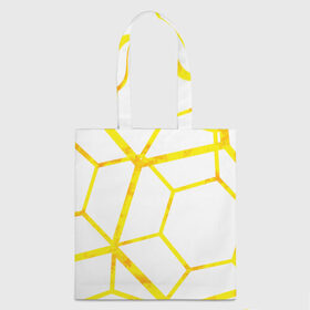 Шоппер 3D с принтом Hexagon в Санкт-Петербурге, 100% полиэстер | Плотность: 200 г/м2; Размер: 34×35 см; Высота лямок: 30 см | hexagon | high tech | lines | sun | yellow | линии | многоугольник | насыщенный желтый | паутина | солнце | хай тек | шестиугольник | яркий