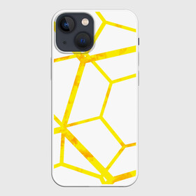 Чехол для iPhone 13 mini с принтом Hexagon в Санкт-Петербурге,  |  | hexagon | high tech | lines | sun | yellow | линии | многоугольник | насыщенный желтый | паутина | солнце | хай тек | шестиугольник | яркий