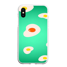 Чехол для iPhone XS Max матовый с принтом Яйца на Зеленом Фоне в Санкт-Петербурге, Силикон | Область печати: задняя сторона чехла, без боковых панелей | food | в топе | в тренде | еда | завтрак | зеленый | яичница | яйца