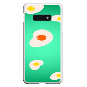 Чехол для Samsung S10E с принтом Яйца на Зеленом Фоне в Санкт-Петербурге, Силикон | Область печати: задняя сторона чехла, без боковых панелей | food | в топе | в тренде | еда | завтрак | зеленый | яичница | яйца