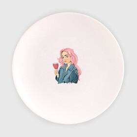 Тарелка с принтом Красивая Тян в Санкт-Петербурге, фарфор | диаметр - 210 мм
диаметр для нанесения принта - 120 мм | girl | байкерша | девушка | розовый | сок