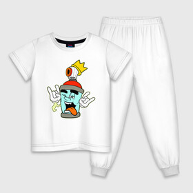 Детская пижама хлопок с принтом Король Граффити в Санкт-Петербурге, 100% хлопок |  брюки и футболка прямого кроя, без карманов, на брюках мягкая резинка на поясе и по низу штанин
 | graffity | king | slow | граффити | краски | творчество