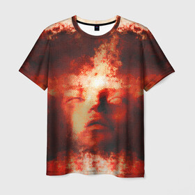 Мужская футболка 3D с принтом Озарение в Санкт-Петербурге, 100% полиэфир | прямой крой, круглый вырез горловины, длина до линии бедер | иллюстрация | картина | красная | молодежная | портрет | со смыслом | стиль