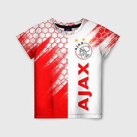 Детская футболка 3D с принтом FC AJAX AMSTERDAM / ФК АЯКС в Санкт-Петербурге, 100% гипоаллергенный полиэфир | прямой крой, круглый вырез горловины, длина до линии бедер, чуть спущенное плечо, ткань немного тянется | ajax amsterdam | fifa | football | football club. | sport | uefa | английская премьер лига | аякс амстердам | лига финал | матч | спорт | уефа | финал | фифа | футбол | футбольный клуб