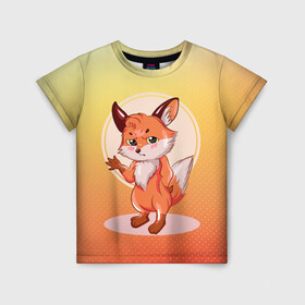 Детская футболка 3D с принтом Лися в Санкт-Петербурге, 100% гипоаллергенный полиэфир | прямой крой, круглый вырез горловины, длина до линии бедер, чуть спущенное плечо, ткань немного тянется | fox | арт | графика | животные | звери | лиса
