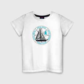 Детская футболка хлопок с принтом Кораблик. Океан в Санкт-Петербурге, 100% хлопок | круглый вырез горловины, полуприлегающий силуэт, длина до линии бедер | Тематика изображения на принте: ocean | sailboat | кораблик | корабль | лодка | океан | парус | парусная лодка | тату | татуировка