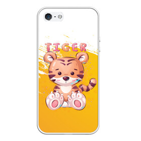 Чехол для iPhone 5/5S матовый с принтом Tiger в Санкт-Петербурге, Силикон | Область печати: задняя сторона чехла, без боковых панелей | арт | графика | животные | звери | игрушка | мультяшка | тигр