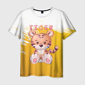 Мужская футболка 3D с принтом Tiger в Санкт-Петербурге, 100% полиэфир | прямой крой, круглый вырез горловины, длина до линии бедер | арт | графика | животные | звери | игрушка | мультяшка | тигр