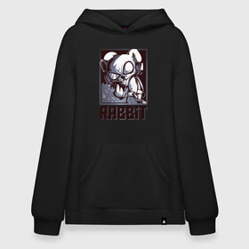 Худи SuperOversize хлопок с принтом Rabbit в Санкт-Петербурге, 70% хлопок, 30% полиэстер, мягкий начес внутри | карман-кенгуру, эластичная резинка на манжетах и по нижней кромке, двухслойный капюшон
 | арт | графика | животные | заяц | звери | кролик