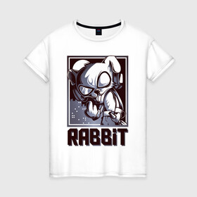 Женская футболка хлопок с принтом Rabbit в Санкт-Петербурге, 100% хлопок | прямой крой, круглый вырез горловины, длина до линии бедер, слегка спущенное плечо | арт | графика | животные | заяц | звери | кролик