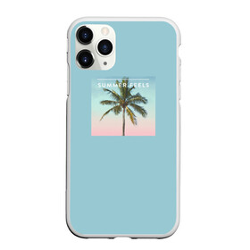 Чехол для iPhone 11 Pro матовый с принтом Летние ощущения в Санкт-Петербурге, Силикон |  | голубая | лето | пальма | пляж | тропики