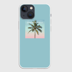 Чехол для iPhone 13 mini с принтом Летние ощущения в Санкт-Петербурге,  |  | голубая | лето | пальма | пляж | тропики