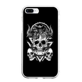 Чехол для iPhone 7Plus/8 Plus матовый с принтом Черепа и Вороны | Skulls Raven в Санкт-Петербурге, Силикон | Область печати: задняя сторона чехла, без боковых панелей | skulls | xo | вороны | градиент | животные | кости | мозги | паттерн | полосы | природа | птицы | скелет | текстура | узор | хо | чб | черепа | черный