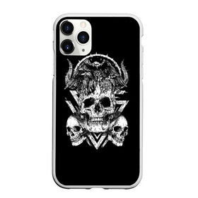 Чехол для iPhone 11 Pro матовый с принтом Черепа и Вороны | Skulls Raven в Санкт-Петербурге, Силикон |  | skulls | xo | вороны | градиент | животные | кости | мозги | паттерн | полосы | природа | птицы | скелет | текстура | узор | хо | чб | черепа | черный