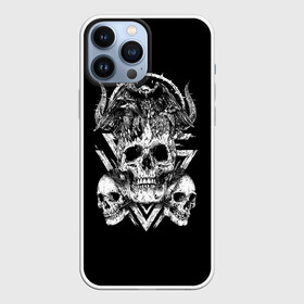 Чехол для iPhone 13 Pro Max с принтом Черепа и Вороны | Skulls Raven в Санкт-Петербурге,  |  | Тематика изображения на принте: skulls | xo | вороны | градиент | животные | кости | мозги | паттерн | полосы | природа | птицы | скелет | текстура | узор | хо | чб | черепа | черный