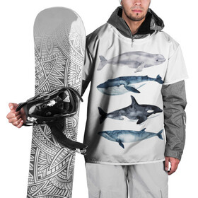 Накидка на куртку 3D с принтом киты в Санкт-Петербурге, 100% полиэстер |  | ocean | orca | sea | sea animal | whale | белуха | дельфин | касатка | кит | море | океан | рисунок кита | синий кит