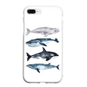 Чехол для iPhone 7Plus/8 Plus матовый с принтом киты в Санкт-Петербурге, Силикон | Область печати: задняя сторона чехла, без боковых панелей | ocean | orca | sea | sea animal | whale | белуха | дельфин | касатка | кит | море | океан | рисунок кита | синий кит