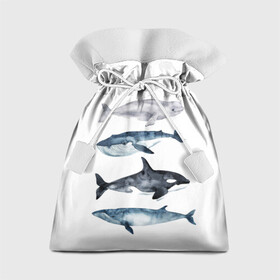 Подарочный 3D мешок с принтом киты в Санкт-Петербурге, 100% полиэстер | Размер: 29*39 см | ocean | orca | sea | sea animal | whale | белуха | дельфин | касатка | кит | море | океан | рисунок кита | синий кит
