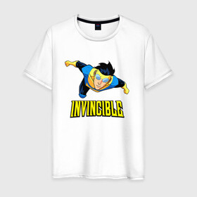 Мужская футболка хлопок с принтом Неуязвимый (Invincible) в Санкт-Петербурге, 100% хлопок | прямой крой, круглый вырез горловины, длина до линии бедер, слегка спущенное плечо. | damien darkblood | invincible | superman | марк грэйсон | мультсериал | неуязвимый | супергерой