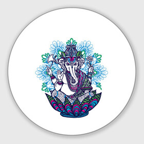 Коврик для мышки круглый с принтом Слон будда в Санкт-Петербурге, резина и полиэстер | круглая форма, изображение наносится на всю лицевую часть | будда | будды | буды | медитация | мир | радужные | руки | слон | слон будды | слоны | спокойствие | топор | туристам | хипи | хобот | хоппи | цветы