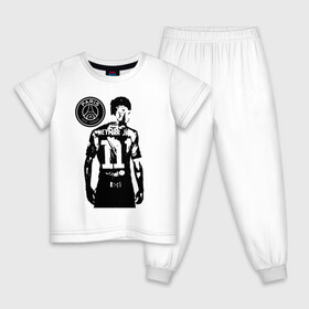 Детская пижама хлопок с принтом Neymar Jr Paris Saint-Germain в Санкт-Петербурге, 100% хлопок |  брюки и футболка прямого кроя, без карманов, на брюках мягкая резинка на поясе и по низу штанин
 | Тематика изображения на принте: brazil | champions | fifa | junior | neymar | neymar jr | paris saint germain | psg | uefa | бразилия | джуниор | младший | наймар | неймар | пари сен жермен | петух | псж | сборная бразилии | уефа | фифа | футбик | футбол 