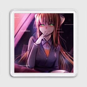 Магнит 55*55 с принтом Monika Doki Doki в Санкт-Петербурге, Пластик | Размер: 65*65 мм; Размер печати: 55*55 мм | club | doki doki | literature | monika | novel | доки доки | клуб | литературный | моника | роман