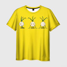 Мужская футболка 3D с принтом Лук репчатый в Санкт-Петербурге, 100% полиэфир | прямой крой, круглый вырез горловины, длина до линии бедер | инженер | органика | правильное питание | растения | три фасада