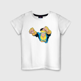Детская футболка хлопок с принтом Марк Грэйсон Неуязвимый в Санкт-Петербурге, 100% хлопок | круглый вырез горловины, полуприлегающий силуэт, длина до линии бедер | damien darkblood | invincible | superman | марк грэйсон | мультсериал | неуязвимый | супергерой