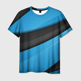 Мужская футболка 3D с принтом Blue Sport Style в Санкт-Петербурге, 100% полиэфир | прямой крой, круглый вырез горловины, длина до линии бедер | Тематика изображения на принте: 3d | 3д | sport | абстракция | линии | паттерн | соты | спортивный стиль | текстуры