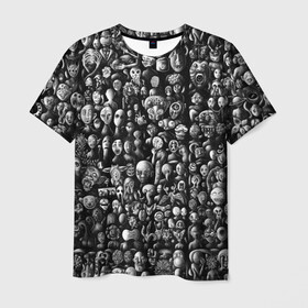 Мужская футболка 3D с принтом Мрачные портреты в Санкт-Петербурге, 100% полиэфир | прямой крой, круглый вырез горловины, длина до линии бедер | halloween | лица | мрачное | портреты | страшное | сюрреализм | ужасы