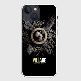 Чехол для iPhone 13 mini с принтом Resident Evil Village в Санкт-Петербурге,  |  | resident evil village | деревня | компьютерная игра | обитель зла | сухие ветки | черные крылья | эмблема